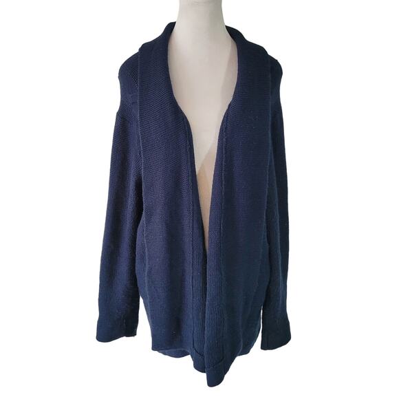 Oleg Cassini Size 2x 100% Acrylic Navy Blue open Front Cardigan Sweater Layer - Picture 1 of 8
